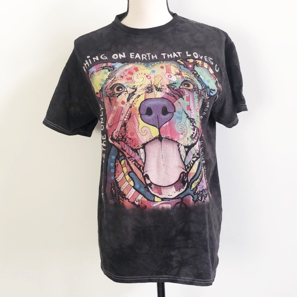 3-D TEES Distressed Boho Hippie Artsy Dog Love Tee - Picture 1 of 8